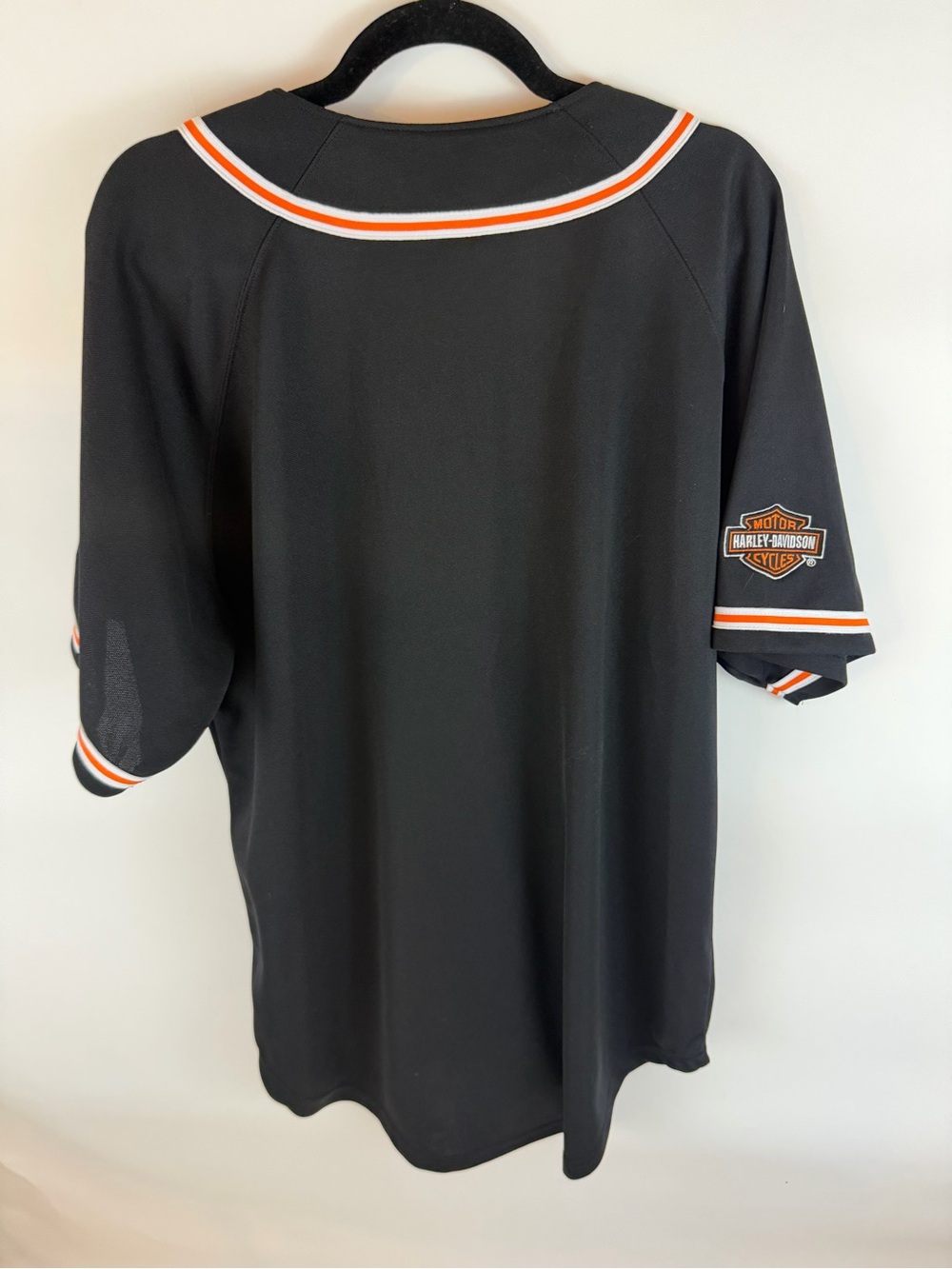 Harley-Davidson Black Orange Baseball Jersey Men’s/Women’s Motorcycle Shirt - Picture 6 of 8